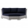 Modway Conway Sunbrella® Outdoor Patio Wicker Rattan Round Corner Chair - Light Gray Navy - Front Angle