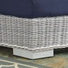 Modway Conway Sunbrella® Outdoor Patio Wicker Rattan Round Corner Chair - Light Gray Navy - Seat Closeup Base Angle