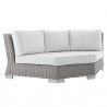 Modway Conway Sunbrella® Outdoor Patio Wicker Rattan Round Corner Chair - Light Gray White - Front Side Angle