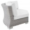 Modway Conway Sunbrella® Outdoor Patio Wicker Rattan Round Corner Chair - Light Gray White - Side Angle
