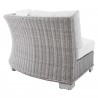 Modway Conway Sunbrella® Outdoor Patio Wicker Rattan Round Corner Chair - Light Gray White - Back Side Angle