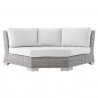Modway Conway Sunbrella® Outdoor Patio Wicker Rattan Round Corner Chair - Light Gray White - Front Angle