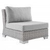 Conway Sunbrella® Outdoor Patio Wicker Rattan Armless Chair - Light Gray Gray - Front Side Angle