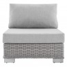 Conway Sunbrella® Outdoor Patio Wicker Rattan Armless Chair - Light Gray Gray - Front Angle