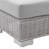 Conway Sunbrella® Outdoor Patio Wicker Rattan Armless Chair - Light Gray Gray - Seat Closeup Base Angle