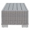 Modway Conway Outdoor Patio Wicker Rattan Coffee Table in 32"/45'' - Light Gray - Side Angle