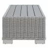Modway Conway Outdoor Patio Wicker Rattan Coffee Table in 32"/45'' - Light Gray - Side Angle - Modway Conway Outdoor Patio Wicker Rattan Coffee Table in 32"/45'' - Light Gray - Side Angle