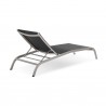 Modway Savannah Outdoor Patio Mesh Chaise Lounge in Black - Reclined in Back Side Angle