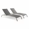 Modway Savannah Outdoor Patio Mesh Chaise Lounge in Gray - Reclined Set in Front Side Angle - Modway Savannah Outdoor Patio Mesh Chaise Lounge in Gray - Reclined Set in Front Side Angle