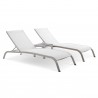 Modway Savannah 3 Piece Outdoor Patio Mesh Set in White - Set in Front Side Angle