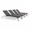 Modway Savannah Outdoor Patio Mesh Chaise Lounge in Black - Set Reclined in Front Side Angle
