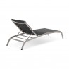 Modway Savannah Outdoor Patio Mesh Chaise Lounge in Black - Reclined Back Side Angle