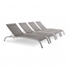 Modway Savannah Outdoor Patio Mesh Chaise Lounge in Gray - Set Reclined in Front Side Angle