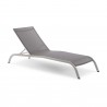 Modway Savannah Outdoor Patio Mesh Chaise Lounge in Gray - Reclined Front Side Angle