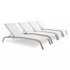 Modway Savannah Outdoor Patio Mesh Chaise Lounge in White - Set Reclined in Front Side Angle
