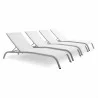 Modway Savannah Outdoor Patio Mesh Chaise Lounge in White - Set Reclined in Front Side Angle - Modway Savannah Outdoor Patio Mesh Chaise Lounge in White - Set Reclined in Front Side Angle