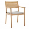 Modway Viewscape Outdoor Patio Ash Wood Dining Armchair in Natural Taupe - Set of Two - Front Side Angle