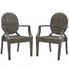 Modway Casper Outdoor Patio Dining Armchair in Brown - Set of Two - Front Angle