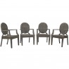 Modway Casper Outdoor Patio Dining Armchair in Brown - Set of Four - Set in Front Angle 