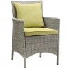 Modway Conduit 7 Piece Outdoor Patio Wicker Rattan Dining Set - Light Gray Peridot - Armchair in Front Side Angle