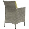 Modway Conduit 7 Piece Outdoor Patio Wicker Rattan Dining Set - Light Gray Peridot - Armchair in Back Side Angle