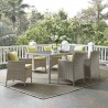 Modway Conduit 7 Piece Outdoor Patio Wicker Rattan Dining Set - Light Gray Peridot - Lifestyle