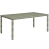 Modway Conduit 7 Piece Outdoor Patio Wicker Rattan Dining Set - Light Gray Turquoise - Table in Front Side Angle