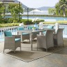 Modway Conduit 7 Piece Outdoor Patio Wicker Rattan Dining Set - Light Gray Turquoise - Lifestyle