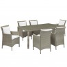 Modway Conduit 7 Piece Outdoor Patio Wicker Rattan Dining Set - Light Gray White - Set in Front Side Angle