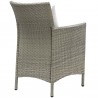 Modway Conduit 7 Piece Outdoor Patio Wicker Rattan Dining Set - Light Gray White - Chair in Back Side Angle