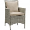Modway Conduit Outdoor Patio Wicker Rattan Dining Armchair in Light Gray Beige - Set of Two - Front Side Angle