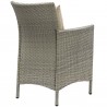 Modway Conduit Outdoor Patio Wicker Rattan Dining Armchair in Light Gray Beige - Set of Two - Back Side Angle