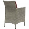 Modway Conduit Outdoor Patio Wicker Rattan Dining Armchair in Light Gray Currant - Set of Two - Back Side Angle