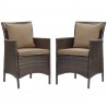 Modway Conduit Outdoor Patio Wicker Rattan Dining Armchair in Brown Mocha - Set in Front Angle