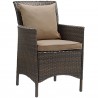 Modway Conduit Outdoor Patio Wicker Rattan Dining Armchair in Brown Mocha - Front Side Angle