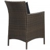 Modway Conduit Outdoor Patio Wicker Rattan Dining Armchair in Brown Navy - Back Side Angle