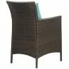 Modway Conduit Outdoor Patio Wicker Rattan Dining Armchair in Brown Turquoise - Set of Four - Back Side Angle - Modway Conduit Outdoor Patio Wicker Rattan Dining Armchair in Brown Turquoise - Set of Four - Back Side Angle