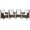 Modway Conduit Outdoor Patio Wicker Rattan Dining Armchair in Brown White - Set of Four - Set in Front Angle