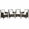 Modway Conduit Outdoor Patio Wicker Rattan Dining Armchair in Brown White - Set of Four - Set in Front Angle - Modway Conduit Outdoor Patio Wicker Rattan Dining Armchair in Brown White - Set of Four - Set in Front Angle
