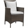 Modway Conduit Outdoor Patio Wicker Rattan Dining Armchair in Brown White - Set of Four - Front Side Angle