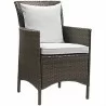 Modway Conduit Outdoor Patio Wicker Rattan Dining Armchair in Brown White - Set of Four - Front Side Angle - Modway Conduit Outdoor Patio Wicker Rattan Dining Armchair in Brown White - Set of Four - Front Side Angle