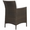 Modway Conduit Outdoor Patio Wicker Rattan Dining Armchair in Brown White - Set of Four - Back Side Angle
