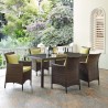 Modway Conduit 7 Piece Outdoor Patio Wicker Rattan Dining Set in Brown Peridot - Lifestyle