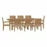 Modway Marina 9 Piece Outdoor Patio Teak Dining Set - Natural White - Set in Front Side Angle - Modway Marina 9 Piece Outdoor Patio Teak Dining Set - Natural White - Set in Front Side Angle