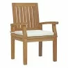 Modway Marina 9 Piece Outdoor Patio Teak Dining Set - Natural White - Armchair in Front Side Angle - Modway Marina 9 Piece Outdoor Patio Teak Dining Set - Natural White - Armchair in Front Side Angle