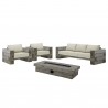 Modway Manteo Rustic Coastal Outdoor Patio Sunbrella® 4 Piece Set - Light Gray Beige - Set in Front Angle