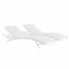 Modway Glimpse Outdoor Patio Mesh Chaise Lounge in White White - Set of Two - Set Reclined in Front Side Angle - Modway Glimpse Outdoor Patio Mesh Chaise Lounge in White White - Set of Two - Set Reclined in Front Side Angle