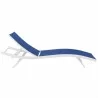 Modway Glimpse Outdoor Patio Mesh Chaise Lounge in White Navy - Set of Four - Reclined in Front Angle - Modway Glimpse Outdoor Patio Mesh Chaise Lounge in White Navy - Set of Four - Reclined in Front Angle