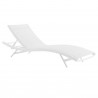 Modway Glimpse Outdoor Patio Mesh Chaise Lounge in White White - Set of Four - Reclined in Front Side Angle