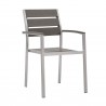 Modway Shore Outdoor Patio Aluminum Dining Armchair in Silver Gray - Set of Two - Front Side Angle